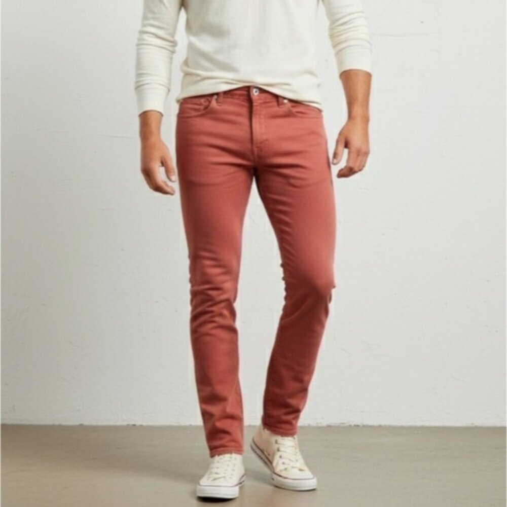 LEVI STRAUSS #513 Limited Edit. Super Rare Salmon Red Denim Jeans